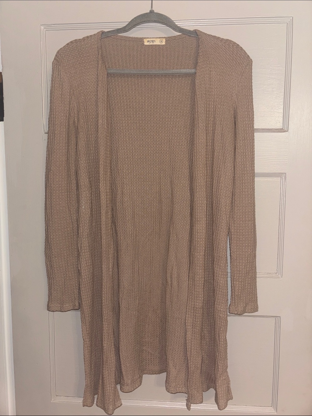 SOZY (Soft + Cozy) Women's Long Open-Front Cardigan in Taupe